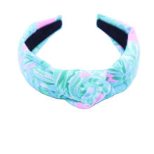 High quality big tension spring summer bright tie dye knotted  knit headband for women fashion knot hairband